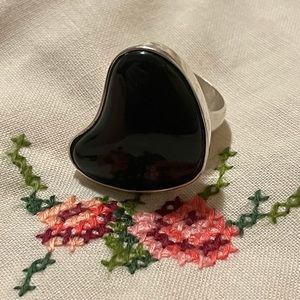 Vintage 925 silver onyx chunky ring size 7